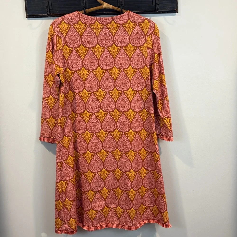 Spartina 449 Island Fringe Pink House 3/4 Sleeves Dress Size Small - Picture 5 of 7